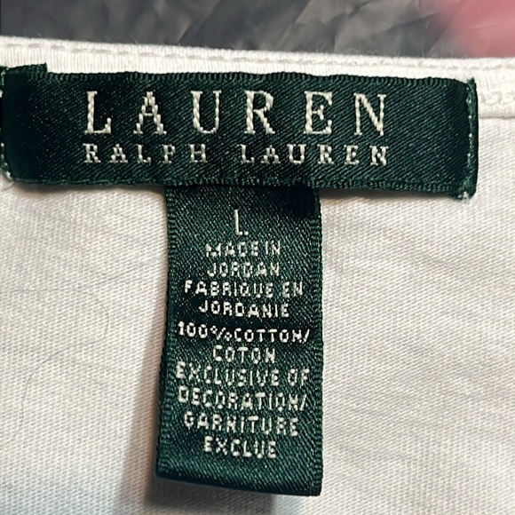 🌺 LAUREN RALPH LAUREN white short sleeves top Size L - Picture 5 of 5